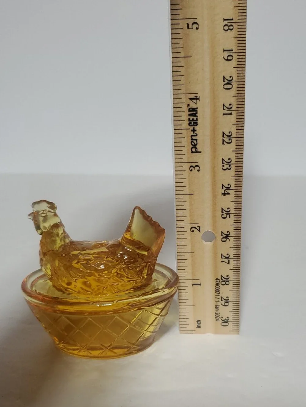 Amber Glass Hen on Nest Decorative Trinket Dish